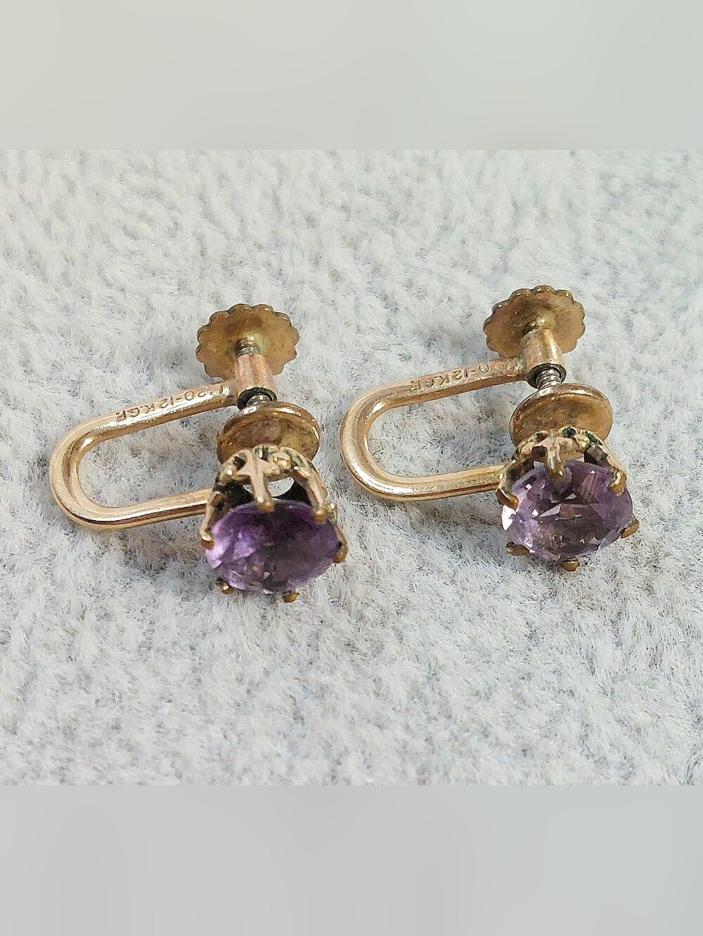 Amethyst Vintage 12k G.F. screw back Stud earrings - Womens Jewelry